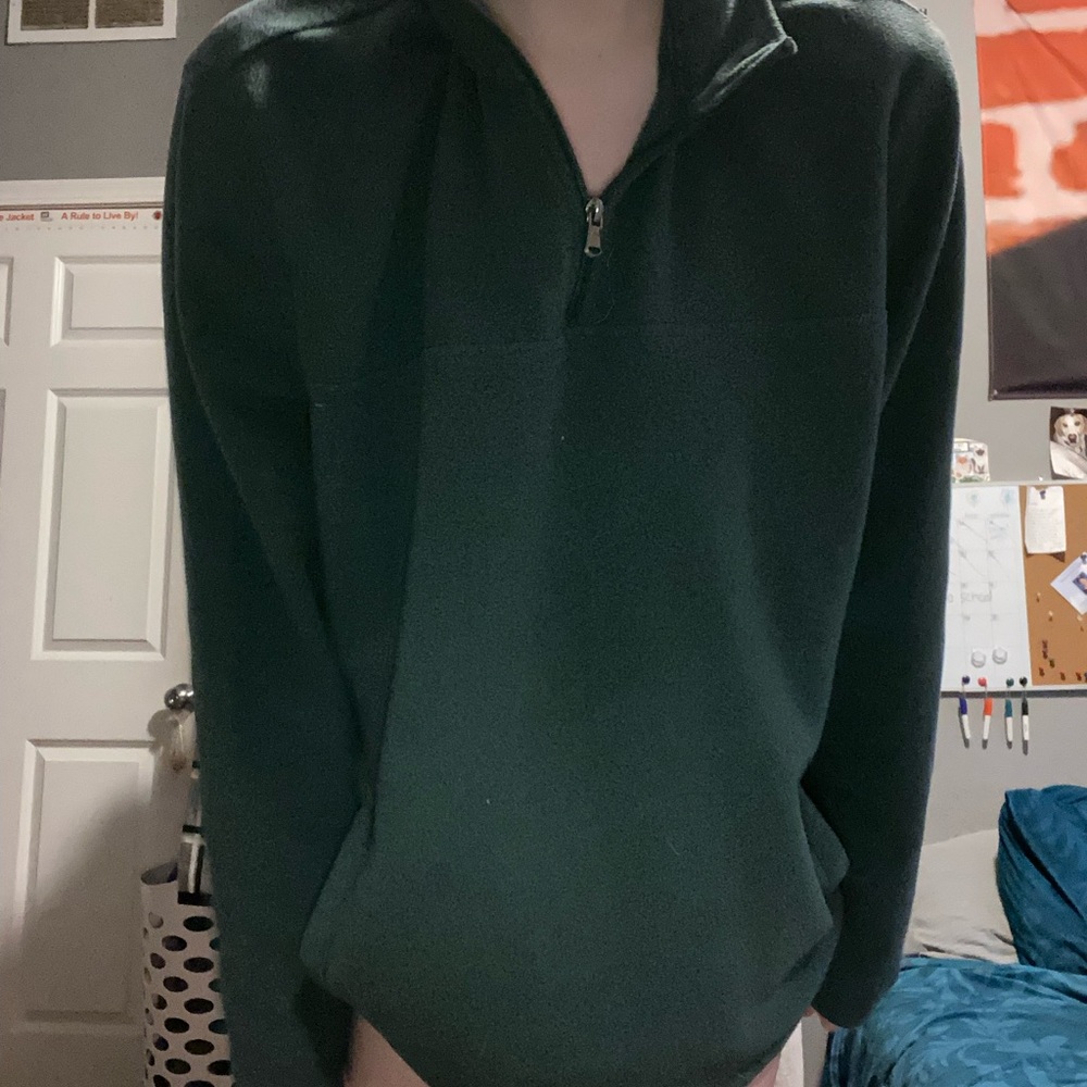 green quarter zip sweater with pockets!